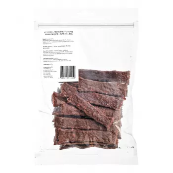 PETITTO monoprotein mäsové prúžky kačica 400 g — jednoproteínový tréningový snack pre psov, bielkoviny 47,3 %, tuk 23,4 %