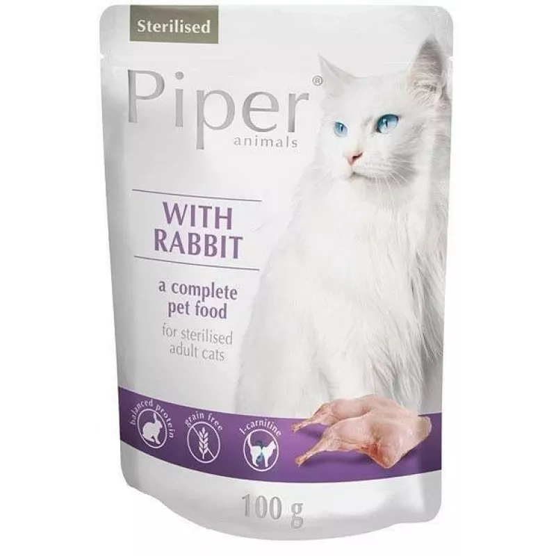 DOLINA NOTECI Piper Animals Sterilised Rabbit – mokré krmivo pre mačky – 100 g