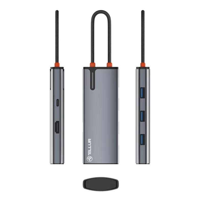 USB-C hub Tellur TLL321061 s PD 3.0 100W, HDMI výstupom a 3× USB 3.0 portami