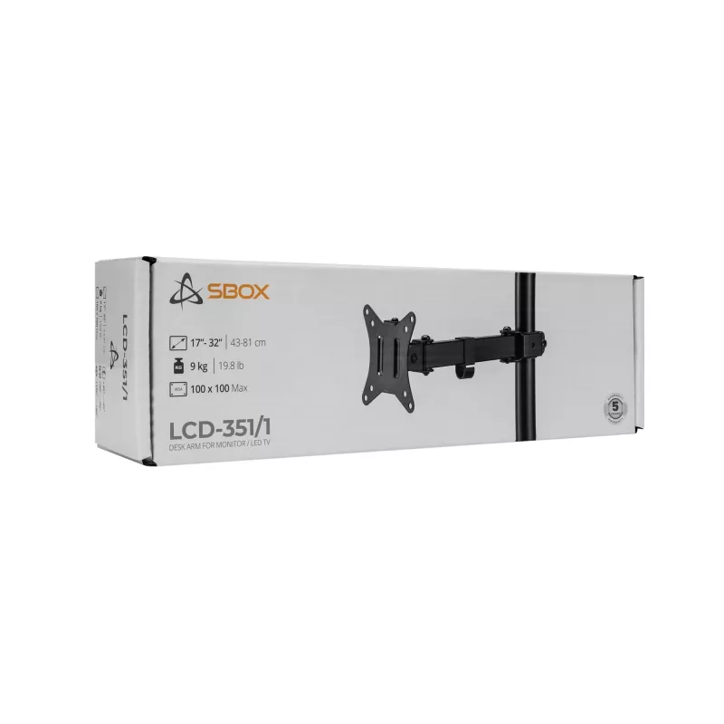 Nástenný držiak na LCD SBOX LCD-351/1-2 pre 17–32 palcové monitory, max. zaťaženie 9 kg, VESA 100x100