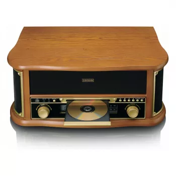 Remeňový audio gramofón Lenco TCD-2551WD Wood – Bluetooth, CD, kazeta, AM/FM, USB kódovanie, 33/45/78 ot/min
