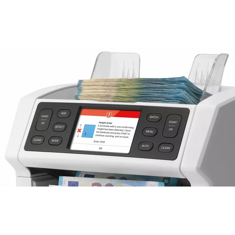 Safescan 2850 počítačka bankoviek s detekciou falzifikátov (UV, magnetická, veľkosť), 1500 bankoviek/min, dotykový displej, biela