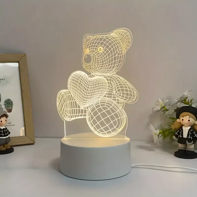 Nočná lampa Extralink HOME 3D srdce optická ilúzia nočná lampa USB