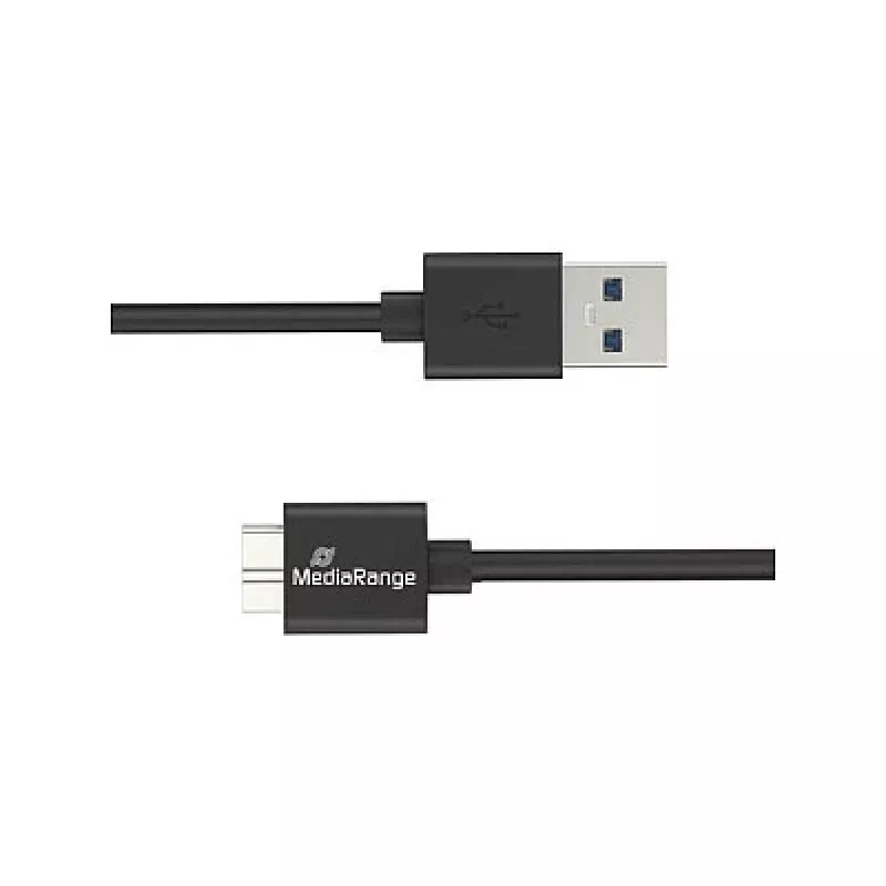 USB-A na Micro-B USB 3.0 nabíjací a synchronizačný kábel MediaRange MRCS239 — 50 cm, 5 Gbit/s, 5 W, čierny