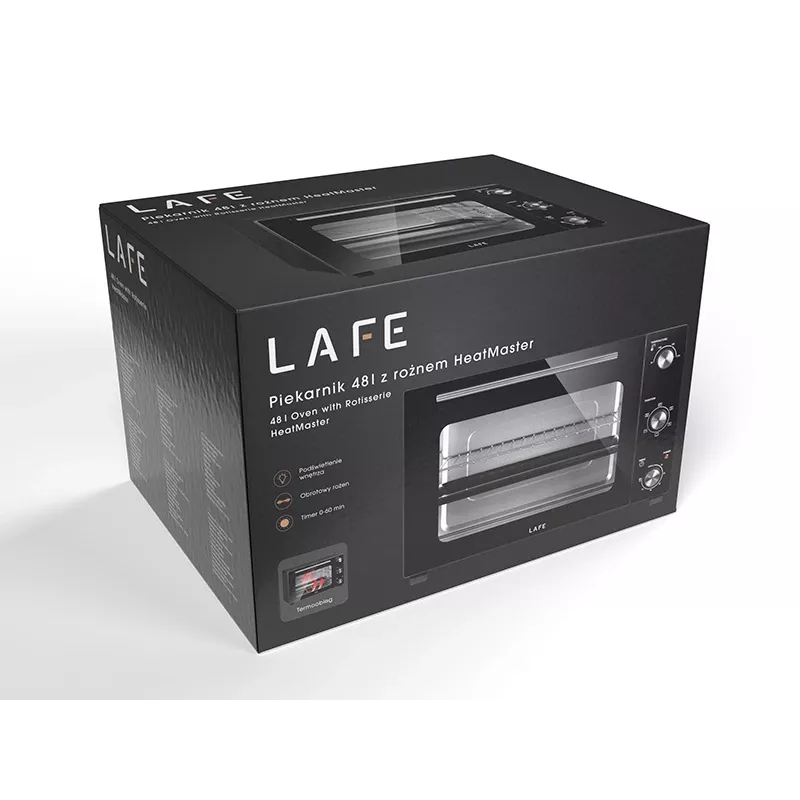 LAFE HeatMaster PIW-005 elektrická rúra, 48 L, 1800 W, teplovzdušná, otočný ražeň