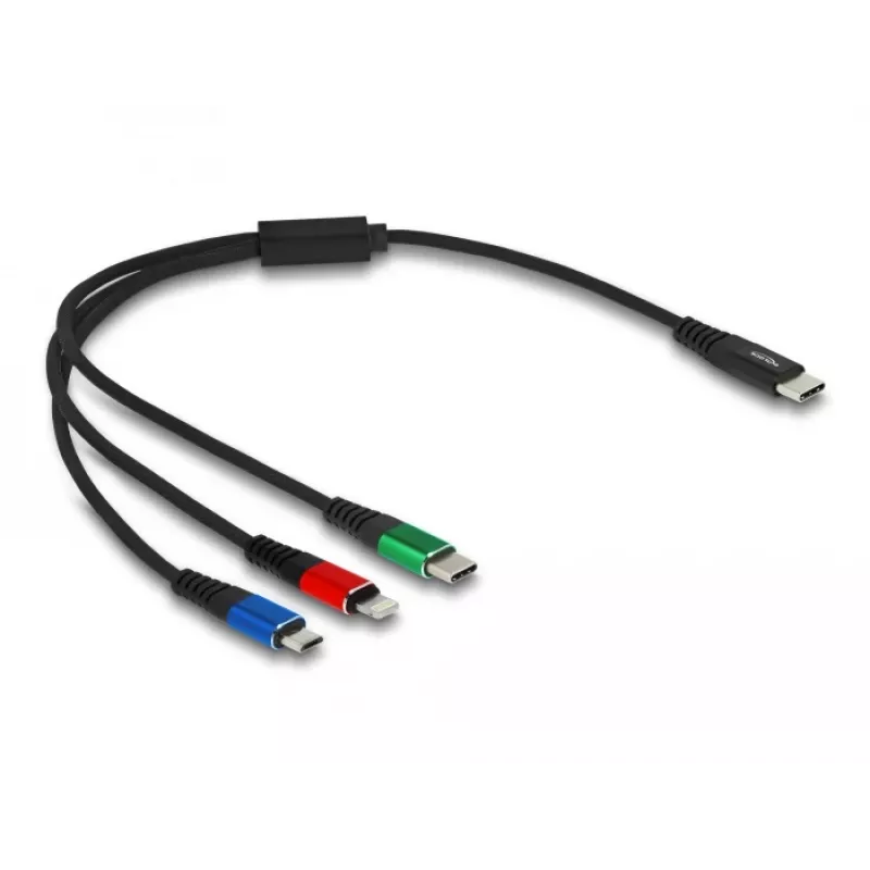 DeLOCK USB nabíjací kábel 3-in-1 USB Type-C Lightning Micro USB 30 cm
