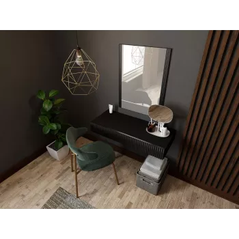 Toaletný stolík so zrkadlom cama meble PAFOS 80×41,6×100 cm, MDF rám, 1 zásuvka, matná čierna