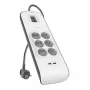 Zásuvková lišta Belkin BSV604VF2M-V2 — 6 zásuviek, 2× USB-A, 2 m kábel