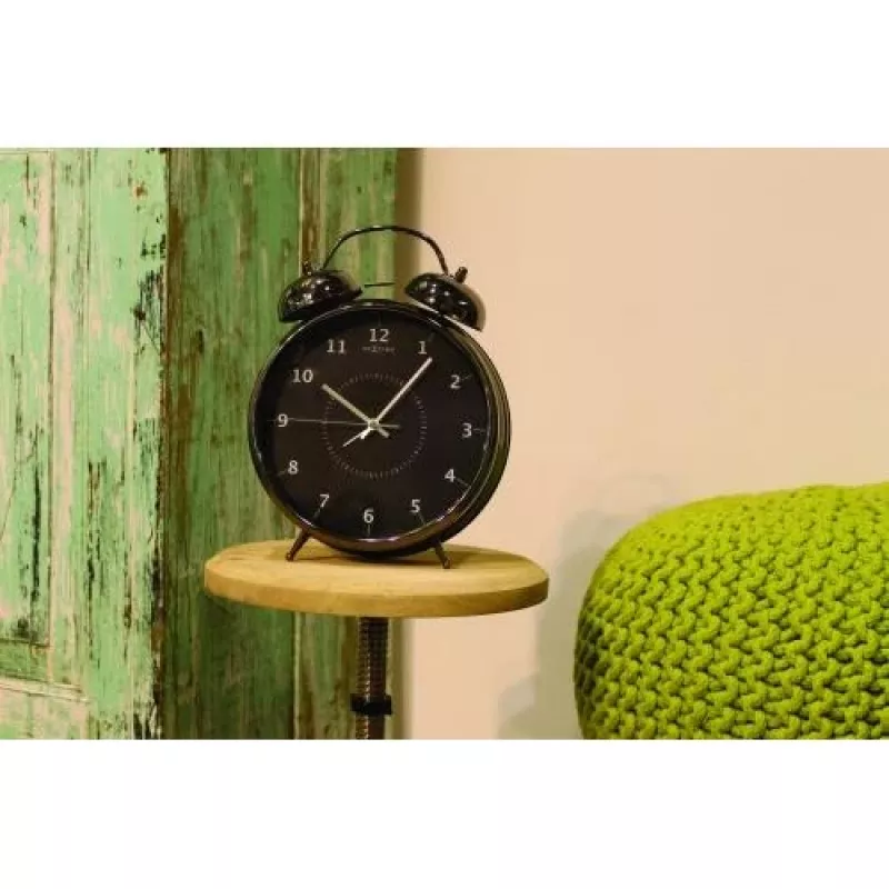 NeXtime hodiny 5113zw Wake Up Alarm, 23x30, čierna/tyrkysová