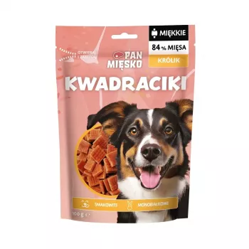 Psí pamlsek Pan Mięsko Mäkké králičie štvorčeky 100 g