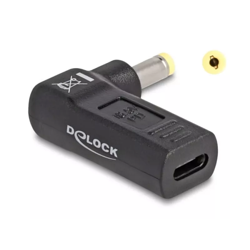 DeLOCK adaptér USB Type-C konektor samica na HP 4,8 x 1,7 mm konektor samec 90° zahnutý