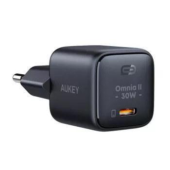 Napájací zdroj Aukey PA-B1L USB-C 30W čierny — kompaktný USB‑C PD napájací adaptér