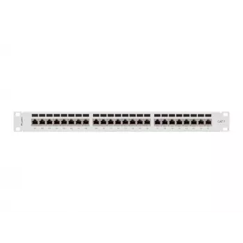 Lanberg PPS7-1024-S prepojovací panel 19 palcov 1U, 24 portov, Cat7, tienený FTP, sivý