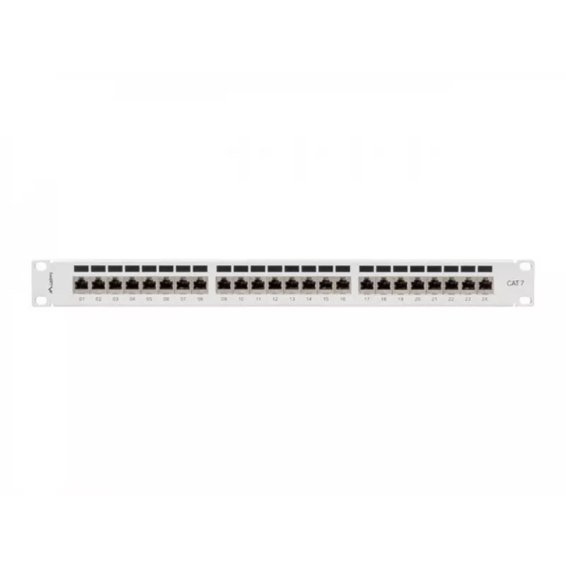 Lanberg PPS7-1024-S prepojovací panel 19 palcov 1U, 24 portov, Cat7, tienený FTP, sivý