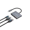USB-C 3-in-1 hub CANYON DS-3 tmavosivý – USB-C na USB-A + HDMI + PD priechod