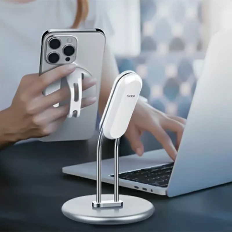 Stojan na telefón SODI SIM-300 strieborný MagSafe – stolový držiak pre iPhone kompatibilný s MagSafe