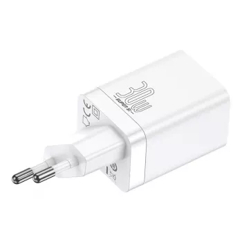 Baseus Super Si Pro rýchlonabíjačka USB + USB-C 30W (biela)