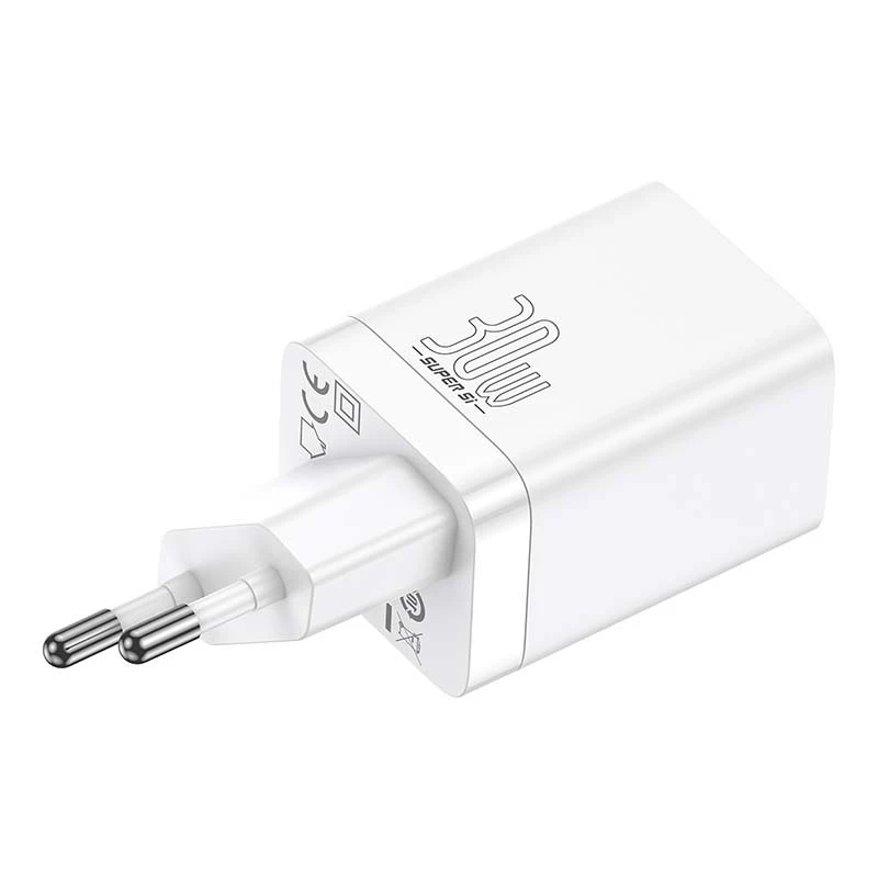 Baseus Super Si Pro rýchlonabíjačka USB + USB-C 30W (biela)