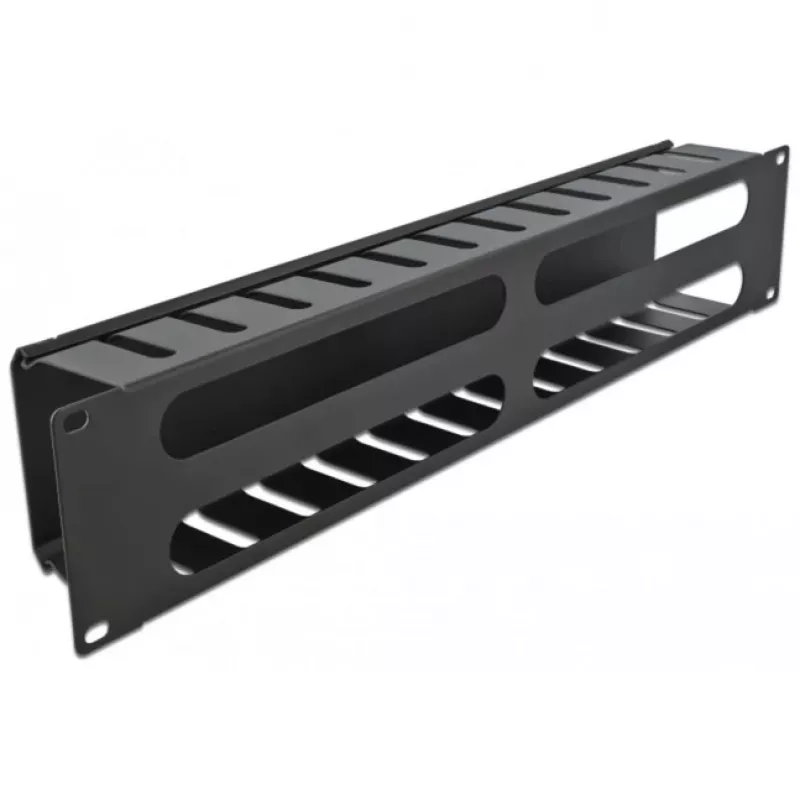 DeLOCK - panel na vedenie káblov pre rozvádzač - čierny - 2U - 48,3 cm (19) (66553)