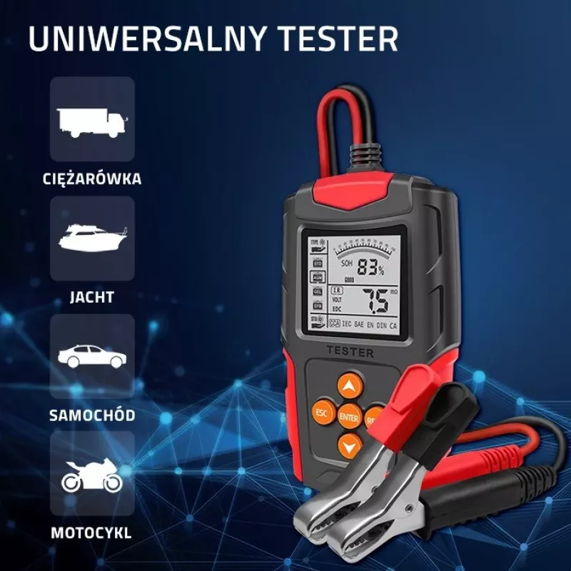 Qoltec 52484 LCD digitálny tester batérií | 12V | 24V | 3Ah-200Ah