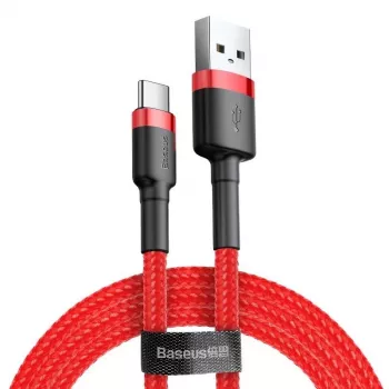 USB 2.0 A na USB-C kábel Baseus CATKLF-B09 1m QC3.0 nylonové opletenie červený, rýchle nabíjanie a synchronizácia dát