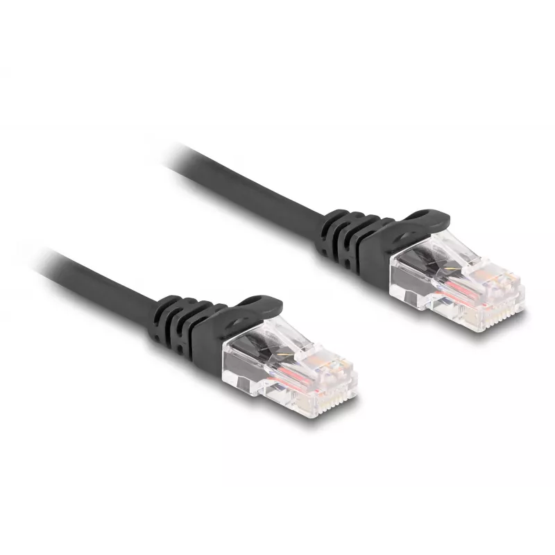 DeLOCK RJ45 špirálový kábel konektor samec na konektor samec Cat.5e 3 m čierny
