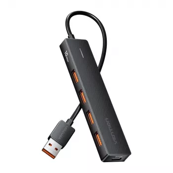 USB 3.2 Gen 2 5-in-1 multiport hub Vention CHOBB — 5 portov (4× USB 3.2 Gen 2 Type-A, 1× USB 3.2 Gen 1 Type-A), 0,15 m, ABS, čierny