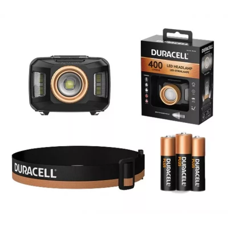 Čelová lampa Duracell DH400 čierna, oranžová