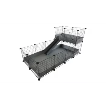 C&C modulárna klietka C&C 4x2 s Loft 2x1 a sivou rampou – c&c modulárna klietka pre malé zvieratá pre morčatá, 145×75×75 cm, 10 kg