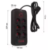 Predlžovacia zásuvka MACLEAN MCE389 B — 6 zásuviek, 4×USB-A + 1×USB-C, 110–240V, 2,1A, 2500W, 1,5 m kábel, čierna