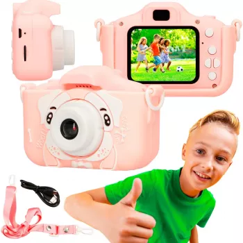 Extralink H28 SINGLE PINK – detský digitálny fotoaparát v ružovej/bielej, pre deti od 3 rokov