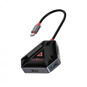 USB-C hub SBOX HEXAGON 6-in-1 s HDMI a Ethernet, Type-C biely
