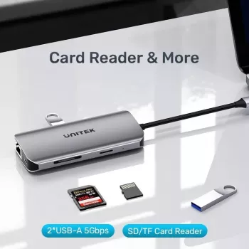 USB-C Hub Unitek D1122A01 s 2x HDMI 4K a 100W Power Delivery