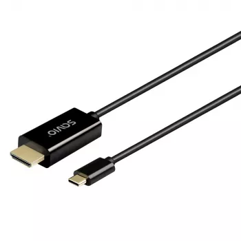 USB-C kábel SAVIO CL-191 2 m — USB-C na USB-C, konektor samec na konektor samec, čierna, plastový plášť, medený vodič