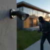 Atrapa rúrkovej kamery CEE IR1800 B, simulovaná bezpečnostná kamera s IR LED, čierna
