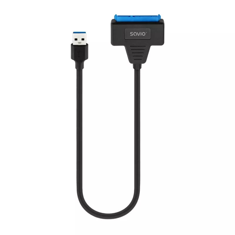 SAVIO SATA na USB 3.1 Gen 1 rozhranie kábel AK-68, SATA konektor samica na USB-A konektor samec, 5 Gbit/s, 0,25 m, čierna