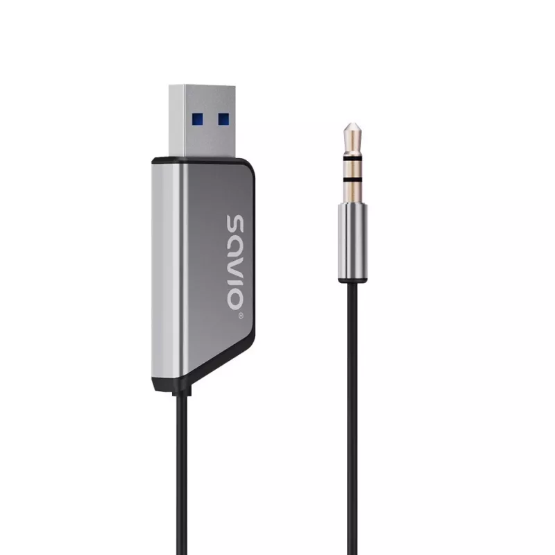 Savio TR-16 vysielač AUX adaptér s funkciou handsfree, Bluetooth 5.3, Google Assistant/Siri