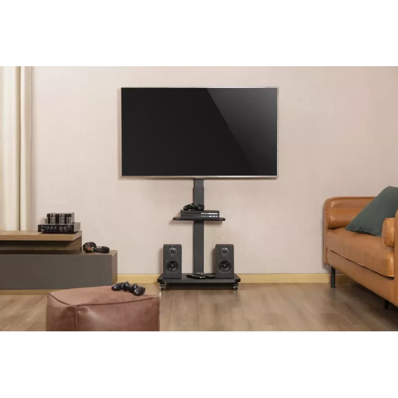 Gembird TVS-75S-02 TV podlahový stojan s kolieskami, 37 - 75, čierny
