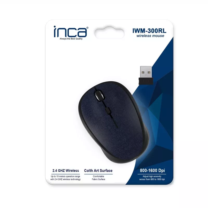 Cian Technology GmbH INCA myš IWM-300RL Nano-USB bezdrôtová 1600 DPI textil BL maloobchod - myš