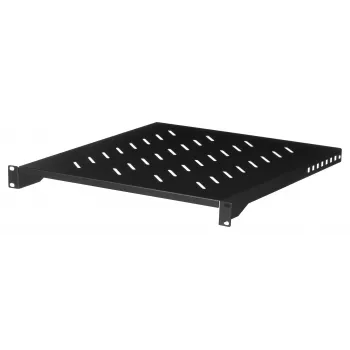 Racková polica LANBERG AK-1005-B — 1U 19 palcov racková polica, hĺbka 500 mm, 482,6×45 mm, čierna, kapacita 25 kg