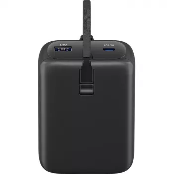 Powerbank 20 000 mAh, integrovaný USB-C kábel 13 cm, 30 W (čierna, 20 Ah, 1x USB-A, 2x USB-C, PD, QC)