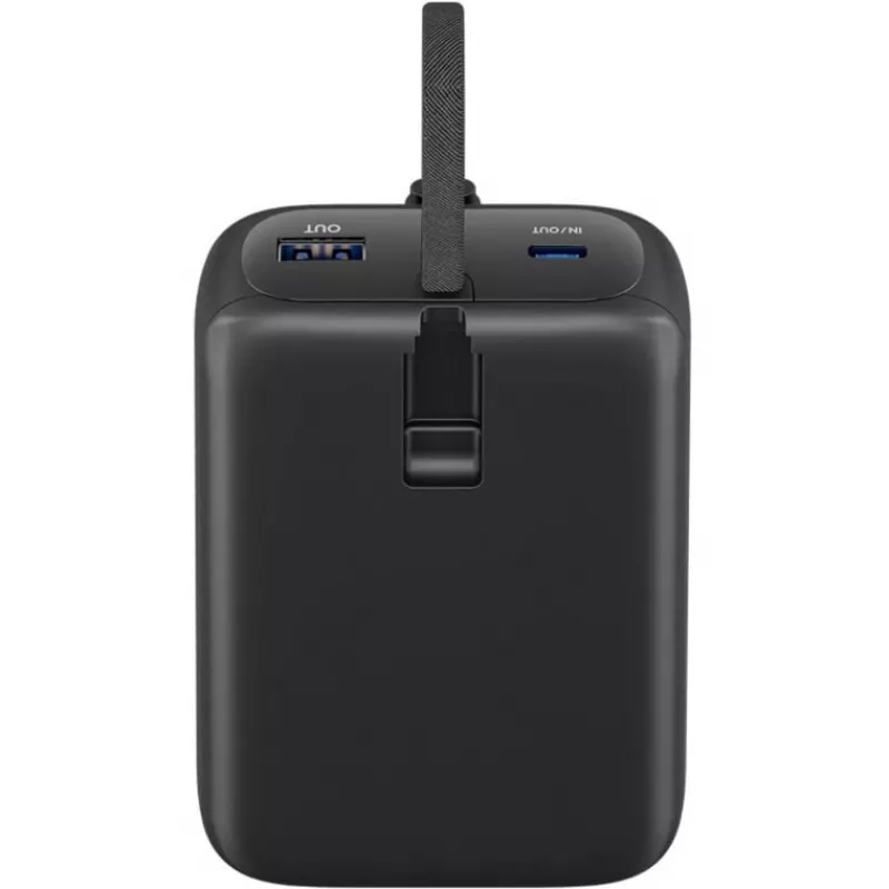 Powerbank 20 000 mAh, integrovaný USB-C kábel 13 cm, 30 W (čierna, 20 Ah, 1x USB-A, 2x USB-C, PD, QC)