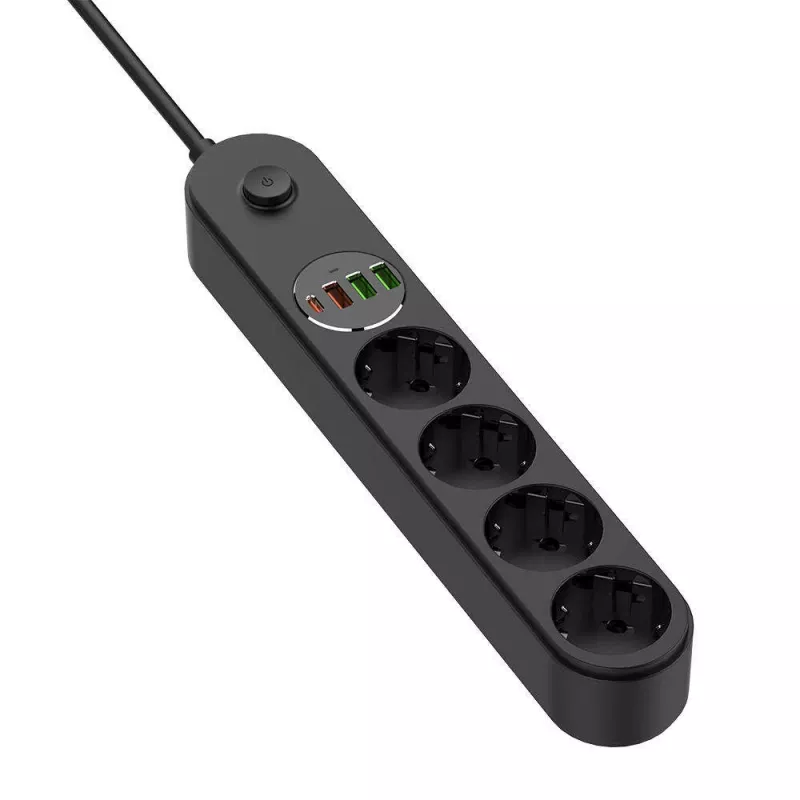 Predlžovacia zásuvka ColorWay CW-CHE44PDB — 4 zásuvky AC, 2 USB porty