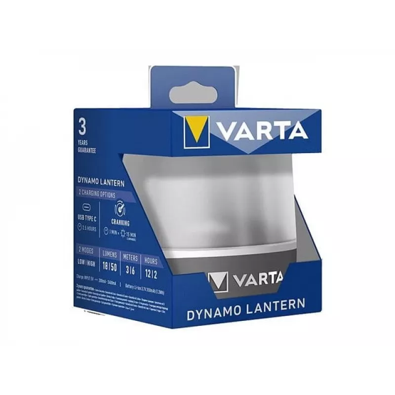 Ručná dynamová lampa s kľukou Varta 17670 101 111 - prenosné núdzové svietidlo