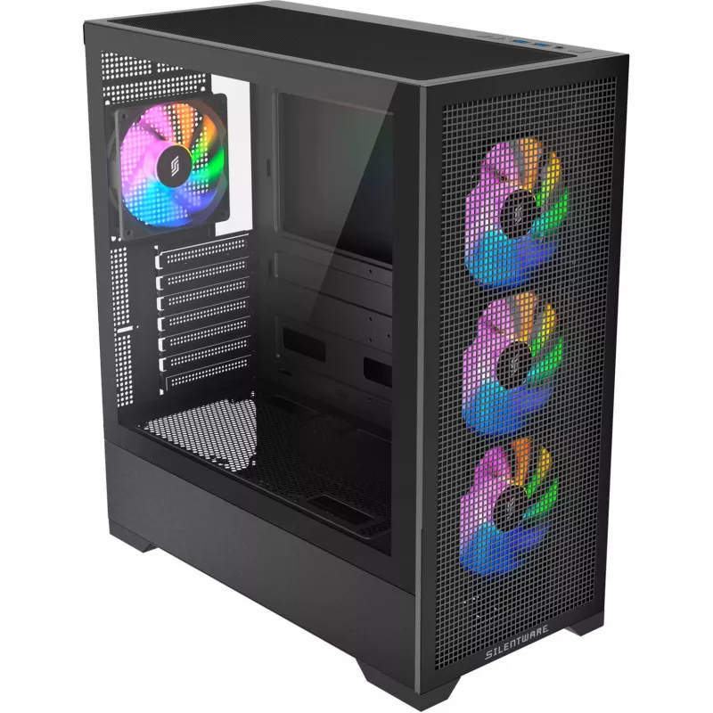 PC skriňa Silentware Core 100 A-RGB čierna — model CORE100Schwarz, A-RGB osvetlenie, formát Mid-Tower