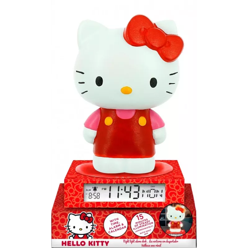 3D nočná lampa Kids Euroswan HK50198 s dizajnom Hello Kitty a integrovaným budíkom