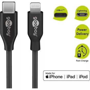 Nabíjací a synchronizačný kábel Goobay Lightning na USB-C 0,5 m