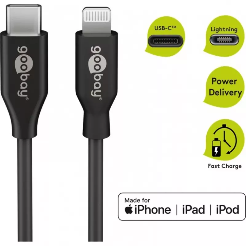 Nabíjací a synchronizačný kábel Goobay Lightning na USB-C 0,5 m