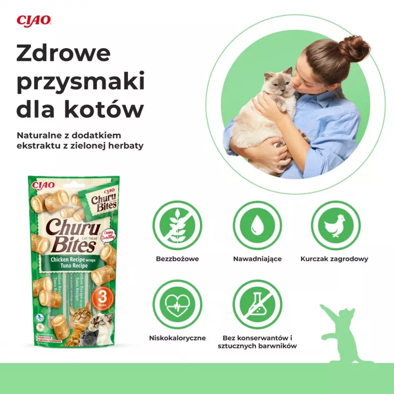 INABA Churu Bites tuniak s kuracím mäsom - maškrty pre mačky - 3x10 g