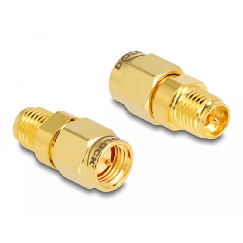 DeLOCK adaptér RP-SMA samica na SMA samec priemer 9 mm šírka 18 mm